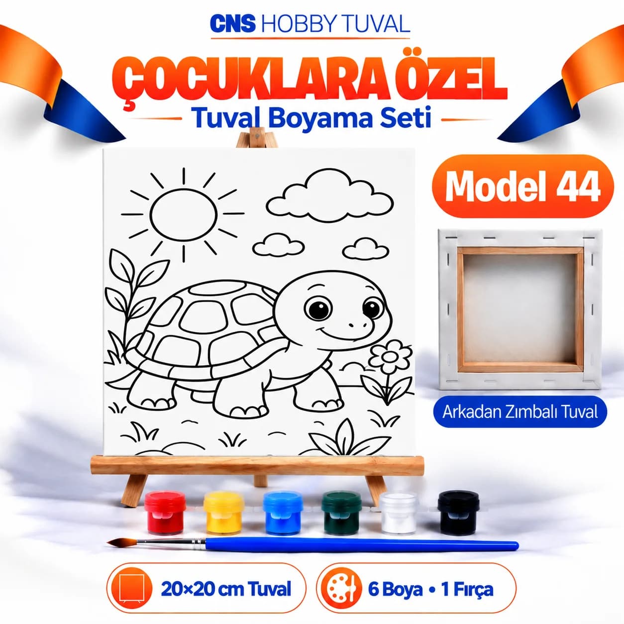 Baskılı Çocuk Tuval Seti 20x20 cm Boya Fırça Dahil MODEL 44