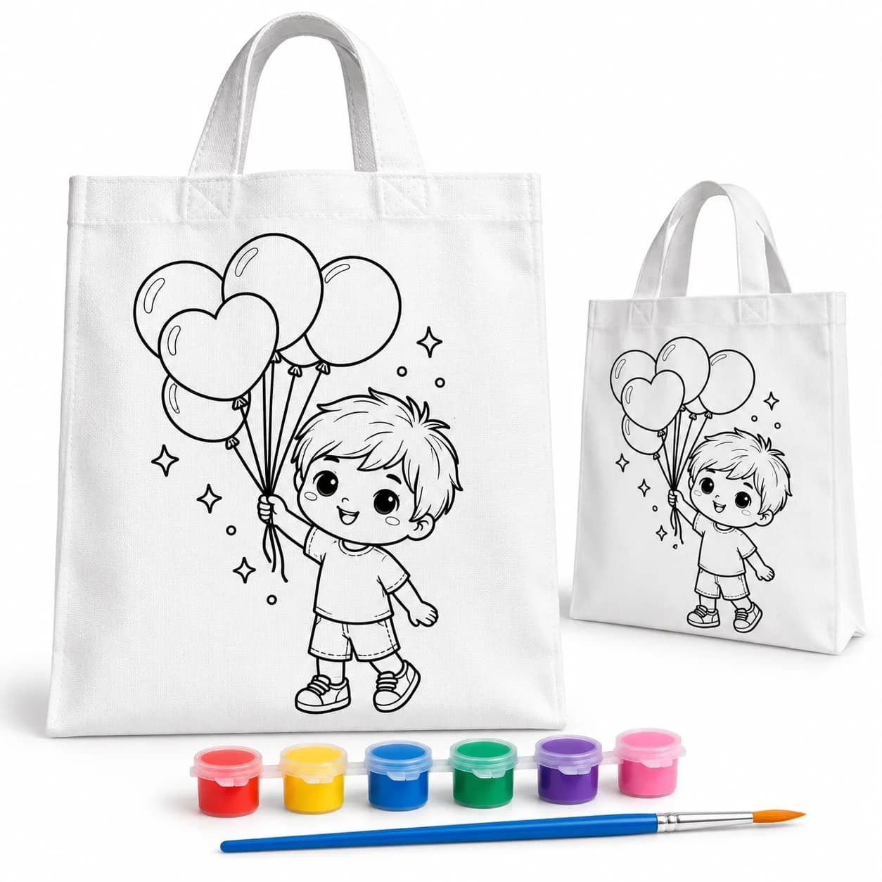 Çanta Boyama Seti 30x40 cm Balon Çocuk Çift Taraf Baskılı)