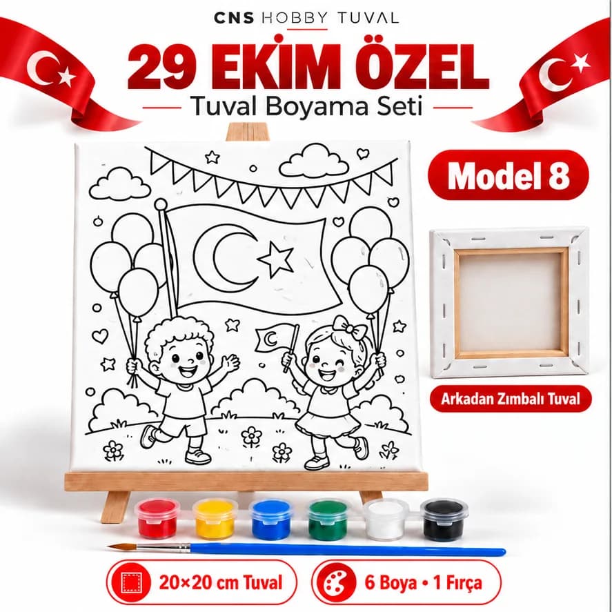 29 EKİM Özel Baskılı Çocuk Tuval Seti 20x20 cm MODEL 8