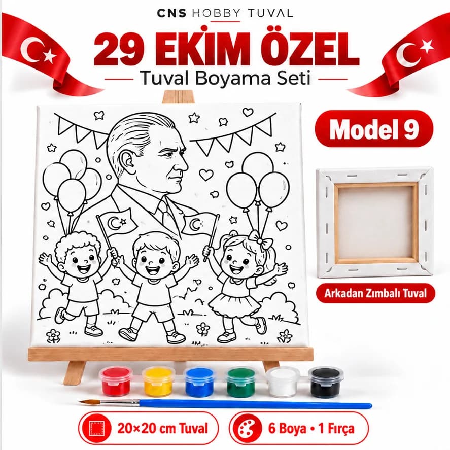 29 EKİM Özel Baskılı Çocuk Tuval Seti 20x20 cm MODEL 9