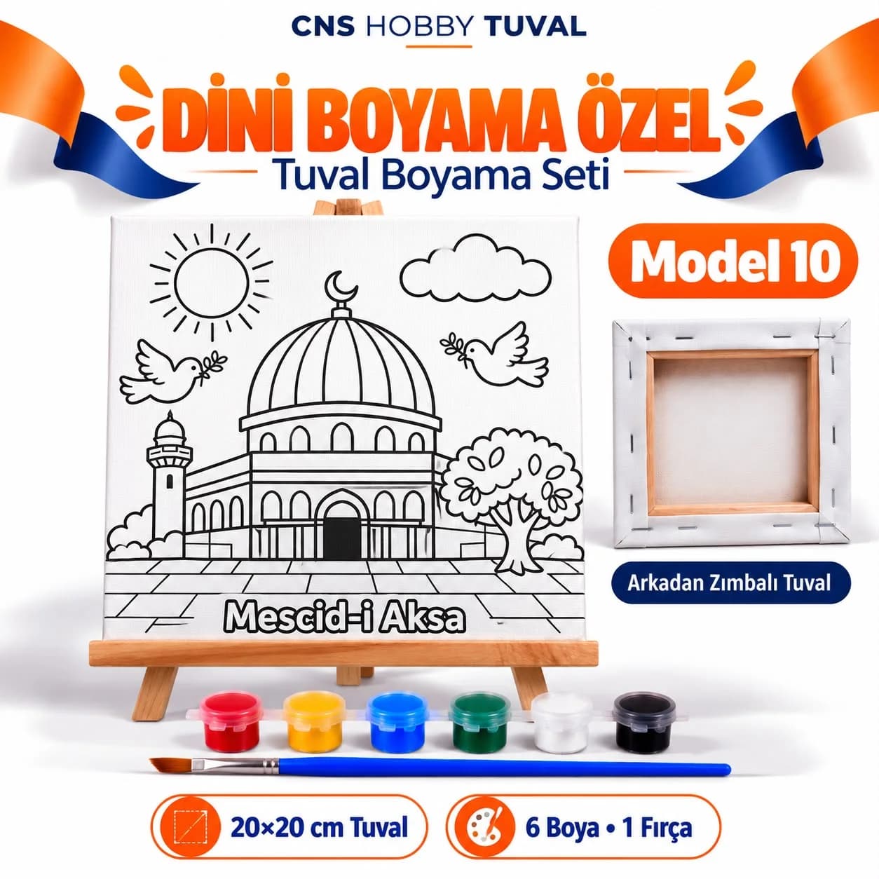 Dini Baskılı Çocuk Tuval Seti 20x20 cm Boya Fırça Dahil MODEL 10