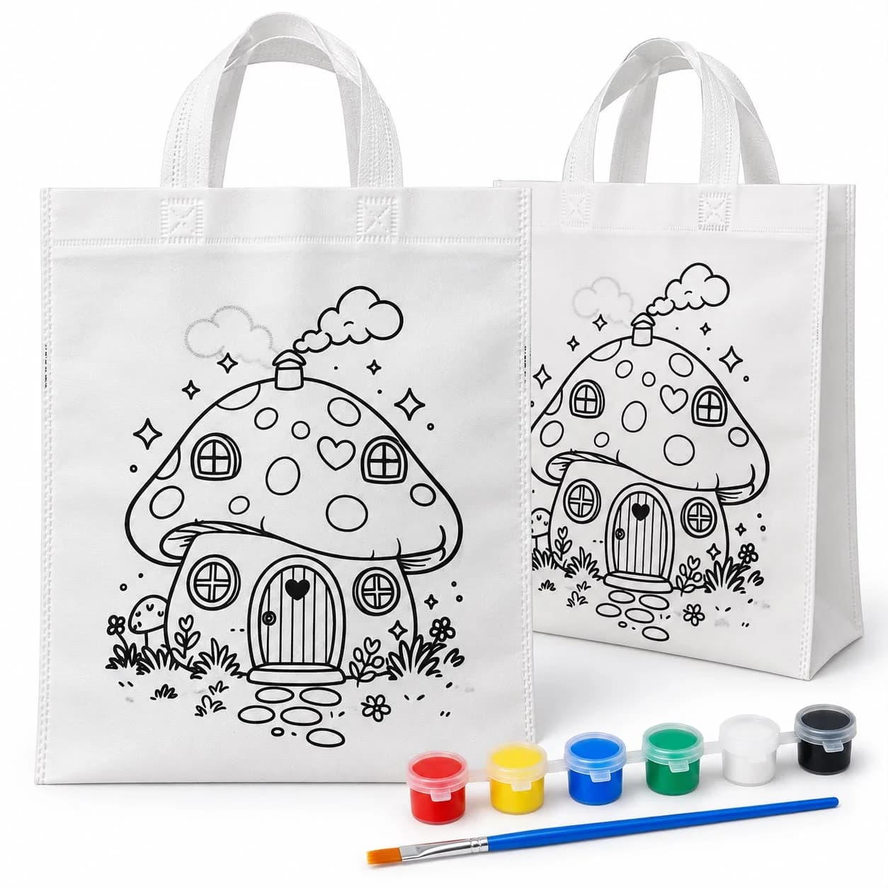 Çanta Boyama Seti 30x40 cm Mantar Ev (Çift Taraf Baskılı)