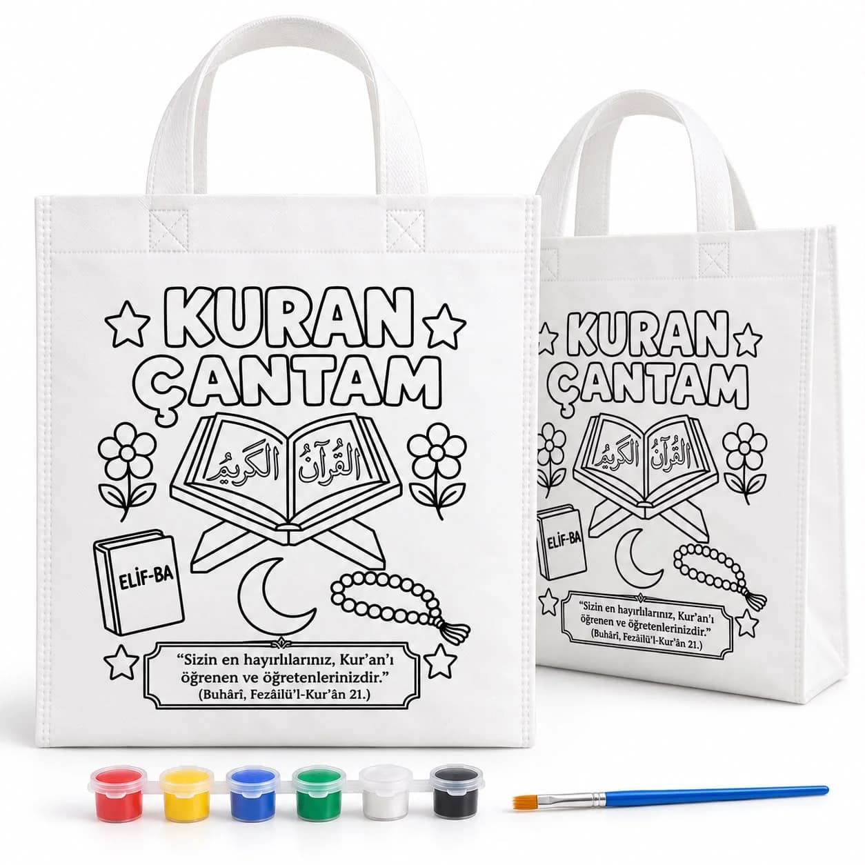 Çanta Boyama Seti 30x40 cm Dini (Çift Taraf Baskılı)